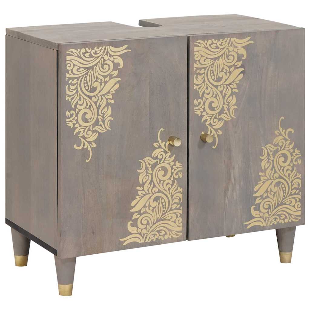 vidaXL Sink cabinet with Storage Grey 62 x 33 x 58 cm Solid Mango Wood