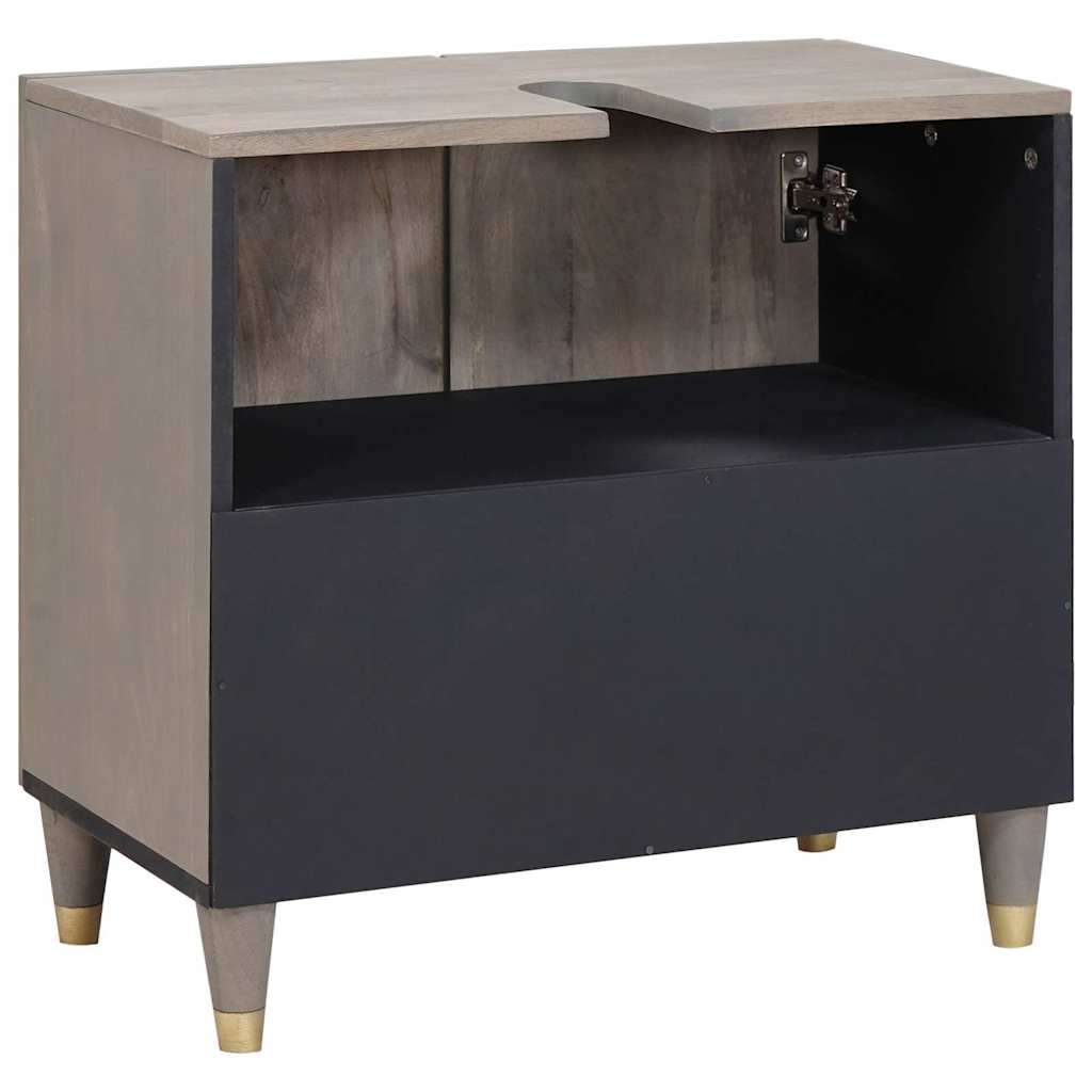 vidaXL Sink cabinet with Storage Grey 62 x 33 x 58 cm Solid Mango Wood