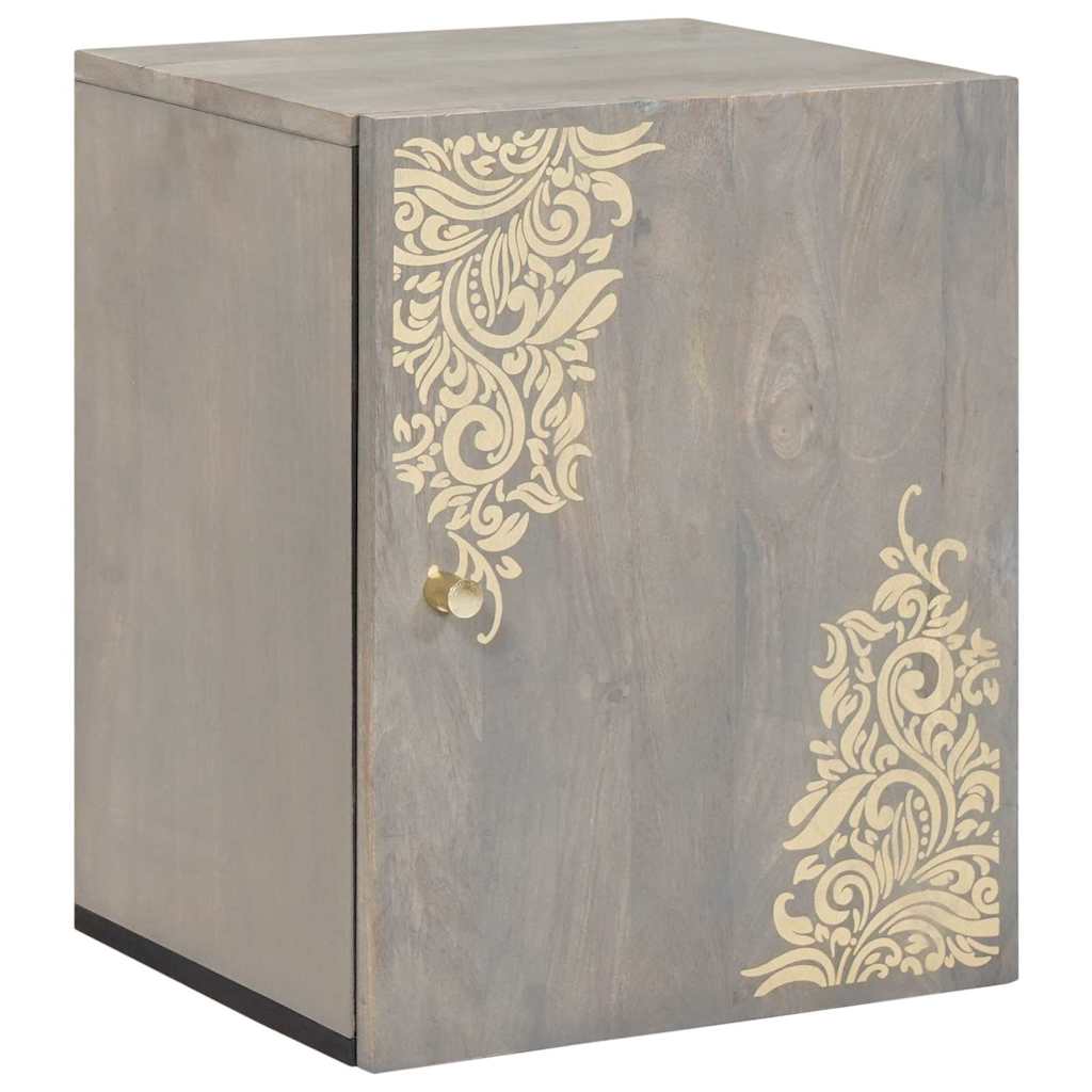 vidaXL Wall Cabinet Wall-mounted Grey 38 x 33 x 48 cm Solid Mango Wood