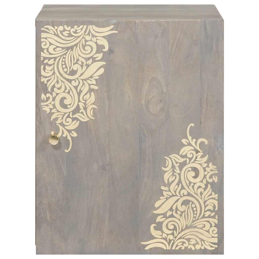 vidaXL Wall Cabinet Wall-mounted Grey 38 x 33 x 48 cm Solid Mango Wood