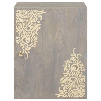 vidaXL Wall Cabinet Wall-mounted Grey 38 x 33 x 48 cm Solid Mango Wood