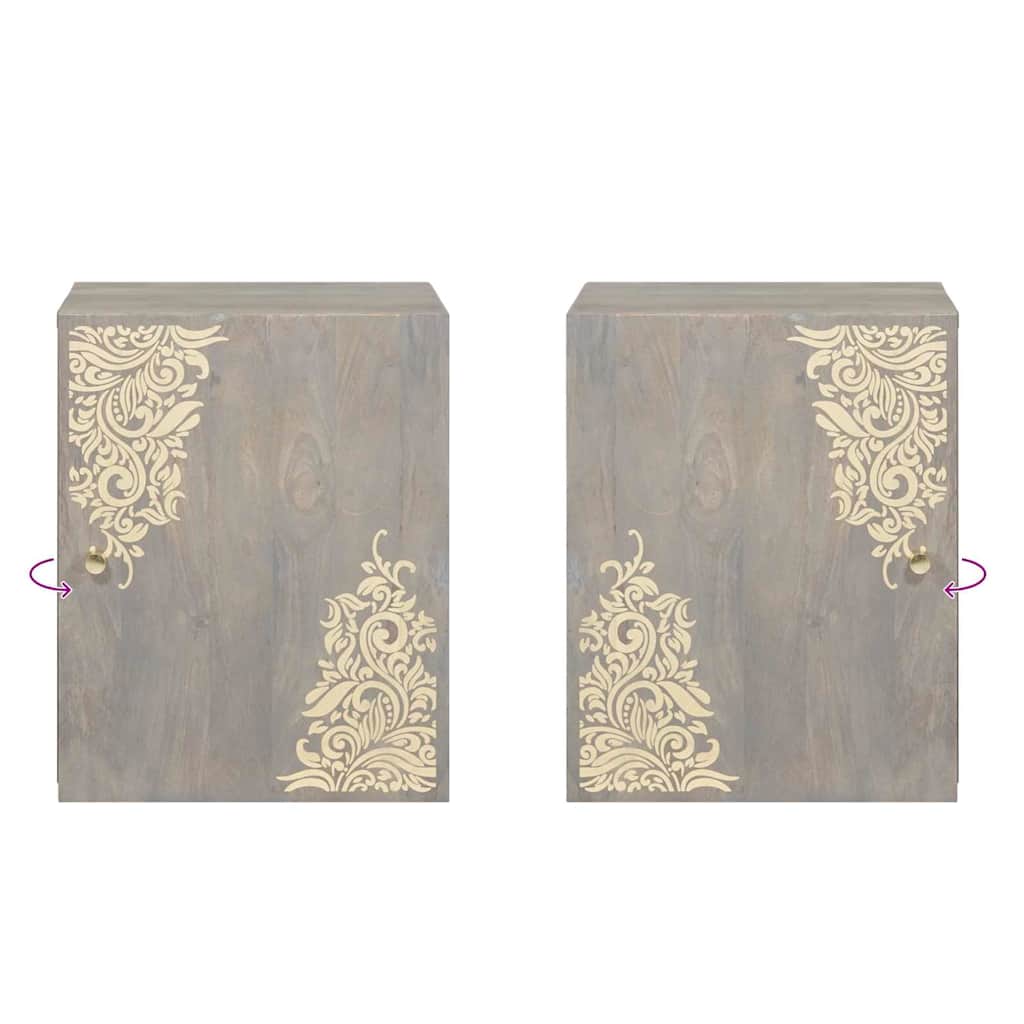 vidaXL Wall Cabinet Wall-mounted Grey 38 x 33 x 48 cm Solid Mango Wood