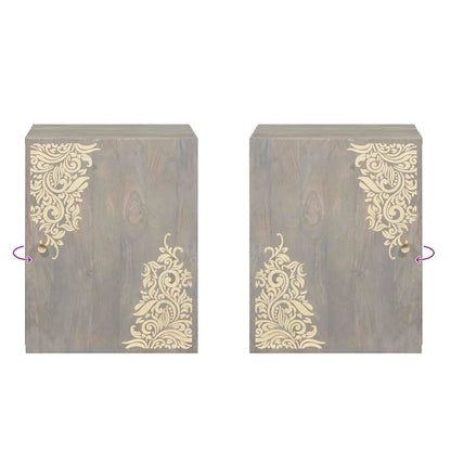 vidaXL Wall Cabinet Wall-mounted Grey 38 x 33 x 48 cm Solid Mango Wood