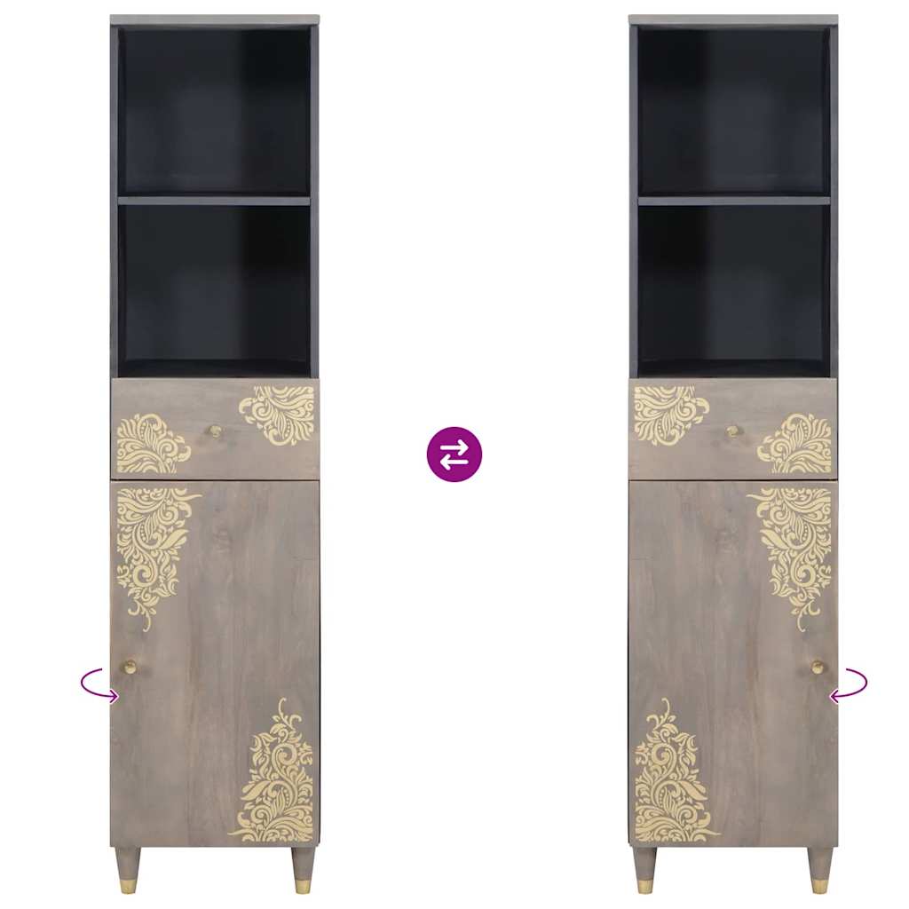 vidaXL Bathroom Cabinet Grey 38 x 33 x 160 cm Solid Mango Wood