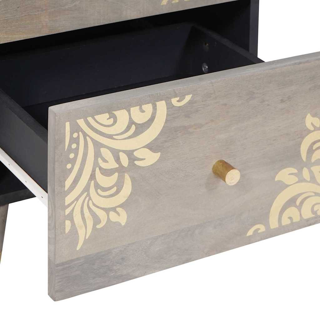 vidaXL Sideboard Grey and Gold 40 x 33 x 75 cm Solid Mango Wood