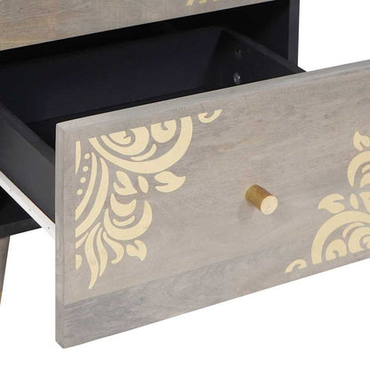 vidaXL Sideboard Grey and Gold 40 x 33 x 75 cm Solid Mango Wood