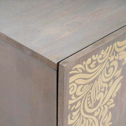 vidaXL Sideboard Grey and Gold 40 x 33 x 75 cm Solid Mango Wood