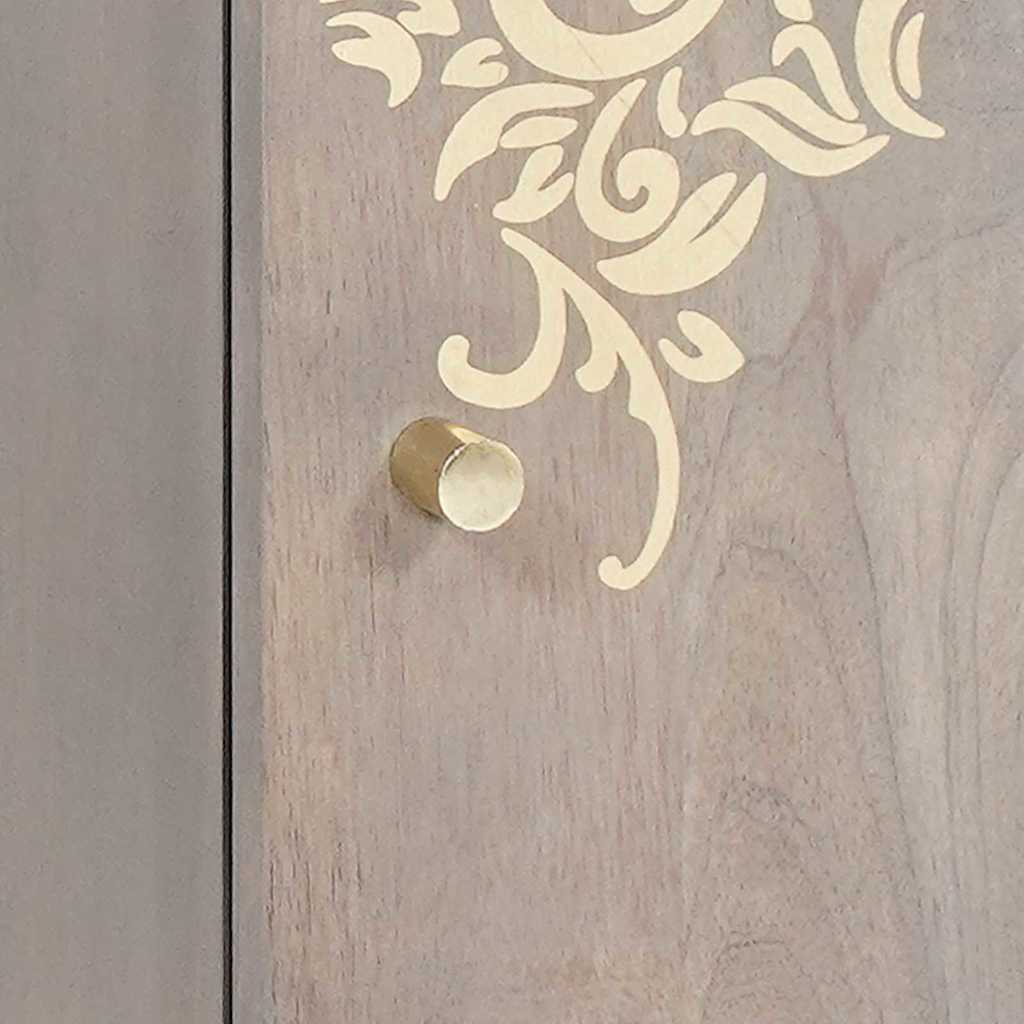 vidaXL Sideboard Grey and Gold 40 x 33 x 75 cm Solid Mango Wood