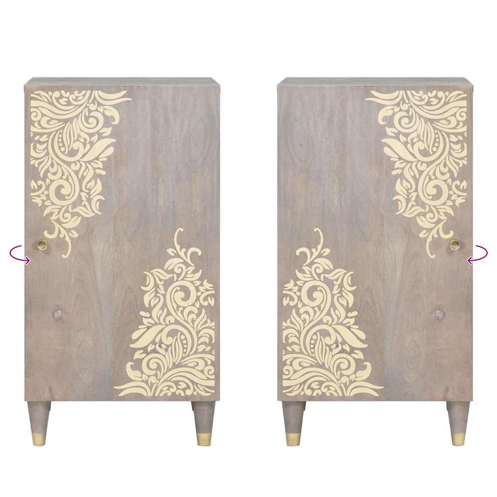 vidaXL Sideboard Grey and Gold 40 x 33 x 75 cm Solid Mango Wood