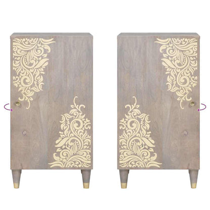 vidaXL Sideboard Grey and Gold 40 x 33 x 75 cm Solid Mango Wood