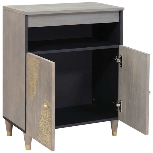 vidaXL Sideboard Grey and Gold 60 x 33 x 75 cm Solid Mango Wood