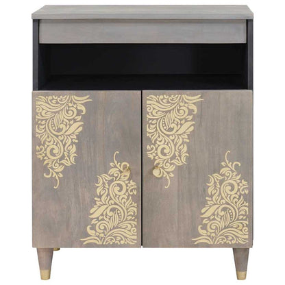 vidaXL Sideboard Grey and Gold 60 x 33 x 75 cm Solid Mango Wood