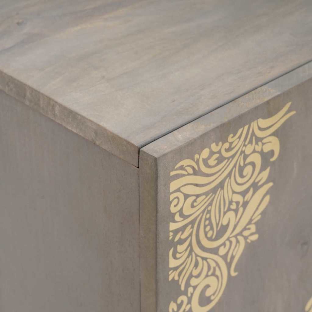 vidaXL Sideboard Grey and Gold 60 x 33 x 75 cm Solid Mango Wood