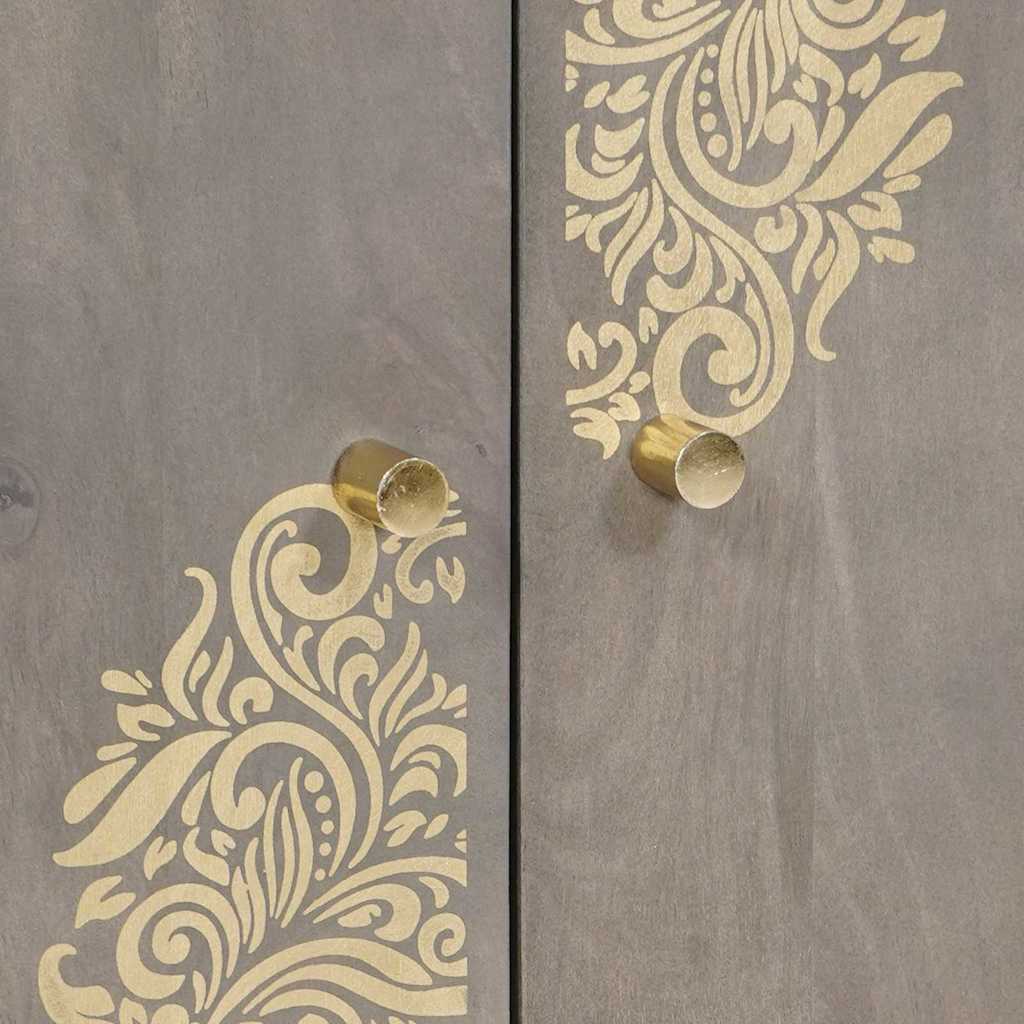 vidaXL Sideboard Grey and Gold 60 x 33 x 75 cm Solid Mango Wood