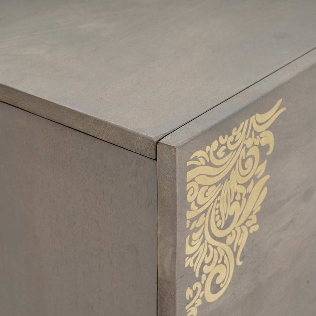 vidaXL Sideboard Grey and Gold 80 x 33 x 75 cm Solid Mango Wood