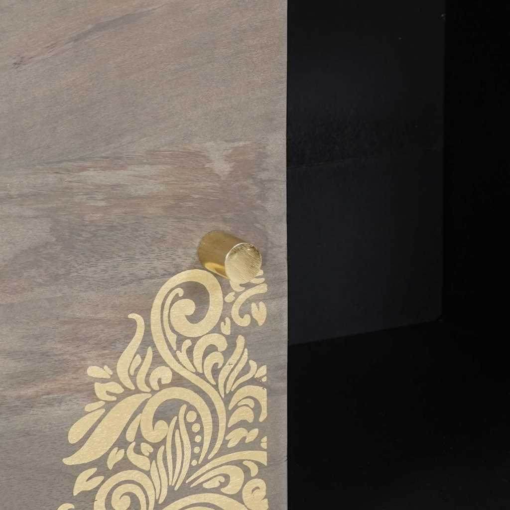 vidaXL Sideboard Grey and Gold 80 x 33 x 75 cm Solid Mango Wood