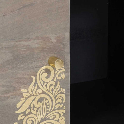 vidaXL Sideboard Grey and Gold 80 x 33 x 75 cm Solid Mango Wood