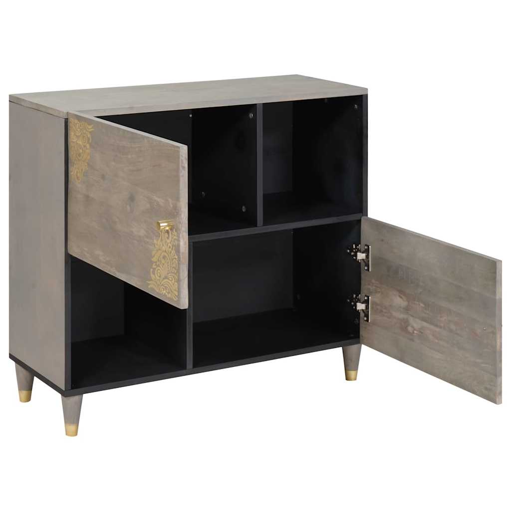 vidaXL Sideboard Grey and Gold 80 x 33 x 75 cm Solid Mango Wood