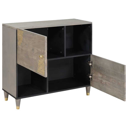 vidaXL Sideboard Grey and Gold 80 x 33 x 75 cm Solid Mango Wood