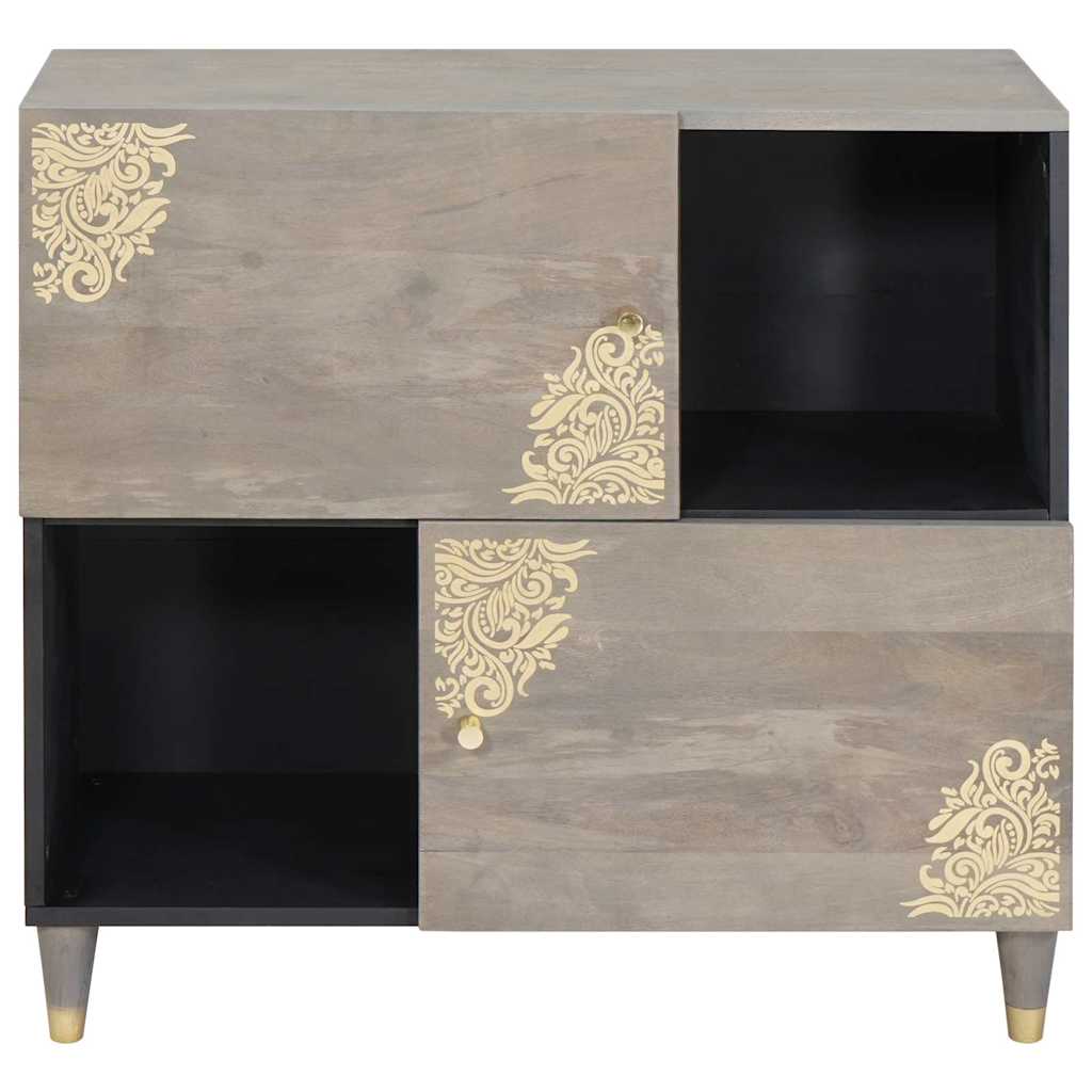 vidaXL Sideboard Grey and Gold 80 x 33 x 75 cm Solid Mango Wood