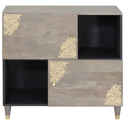 vidaXL Sideboard Grey and Gold 80 x 33 x 75 cm Solid Mango Wood
