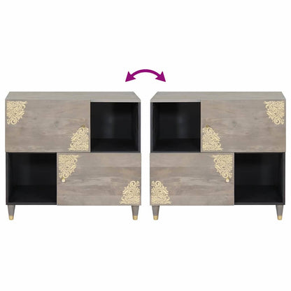 vidaXL Sideboard Grey and Gold 80 x 33 x 75 cm Solid Mango Wood