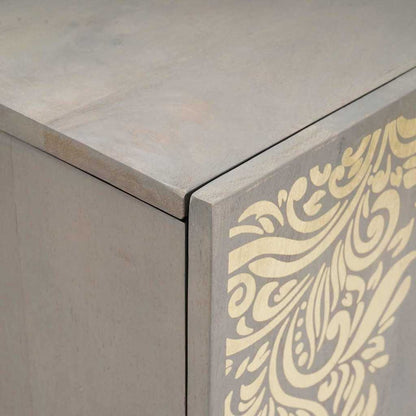vidaXL Sideboard Grey and Gold 90 x 33 x 75 cm Solid Mango Wood