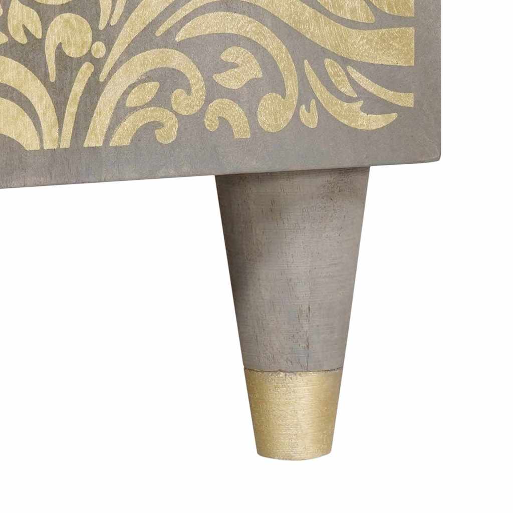 vidaXL Sideboard Grey and Gold 90 x 33 x 75 cm Solid Mango Wood