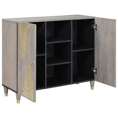 vidaXL Sideboard Grey and Gold 90 x 33 x 75 cm Solid Mango Wood