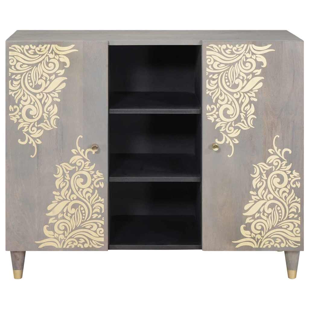 vidaXL Sideboard Grey and Gold 90 x 33 x 75 cm Solid Mango Wood