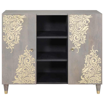 vidaXL Sideboard Grey and Gold 90 x 33 x 75 cm Solid Mango Wood