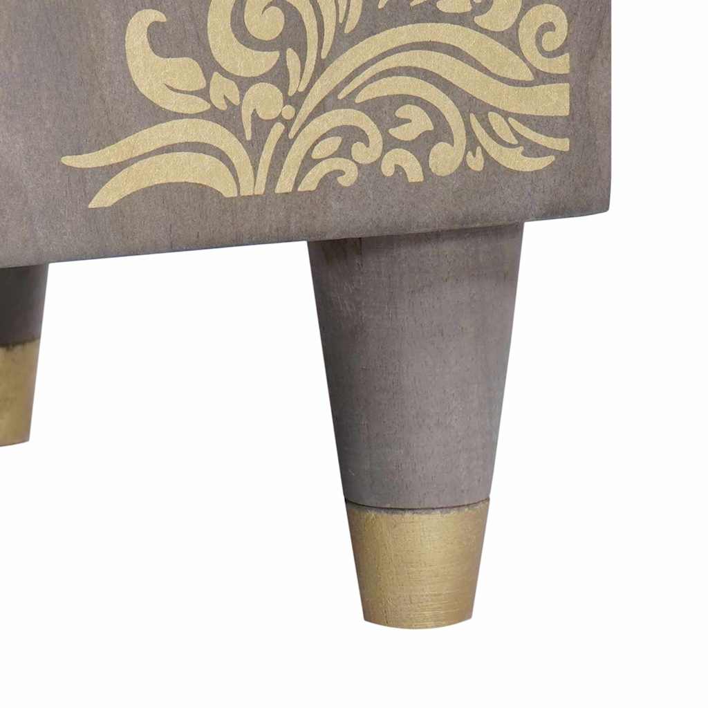 vidaXL Highboard Grey and Gold 40 x 33 x 110 cm Solid Mango Wood