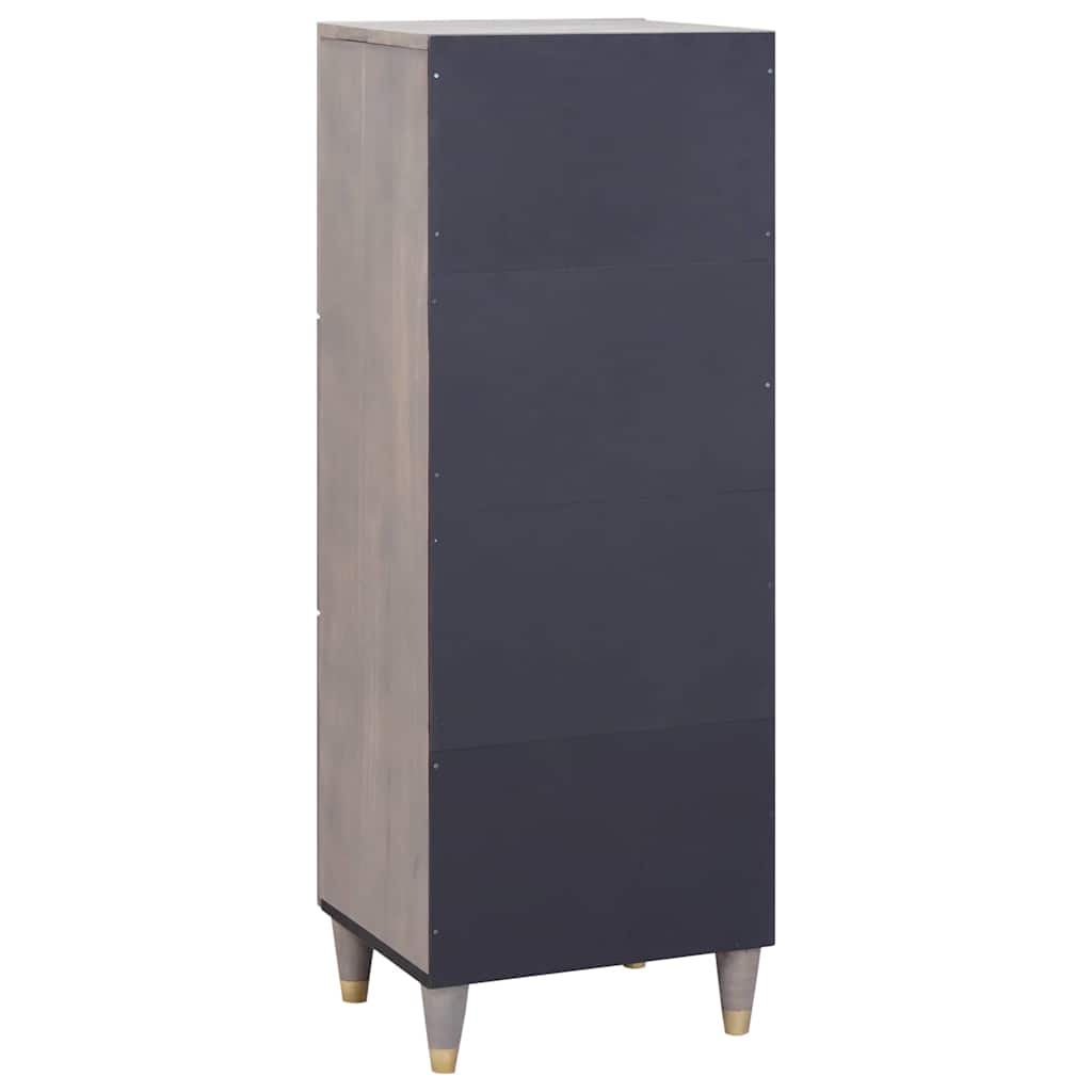 vidaXL Highboard Grey and Gold 40 x 33 x 110 cm Solid Mango Wood