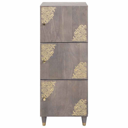 vidaXL Highboard Grey and Gold 40 x 33 x 110 cm Solid Mango Wood