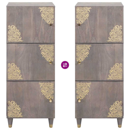 vidaXL Highboard Grey and Gold 40 x 33 x 110 cm Solid Mango Wood