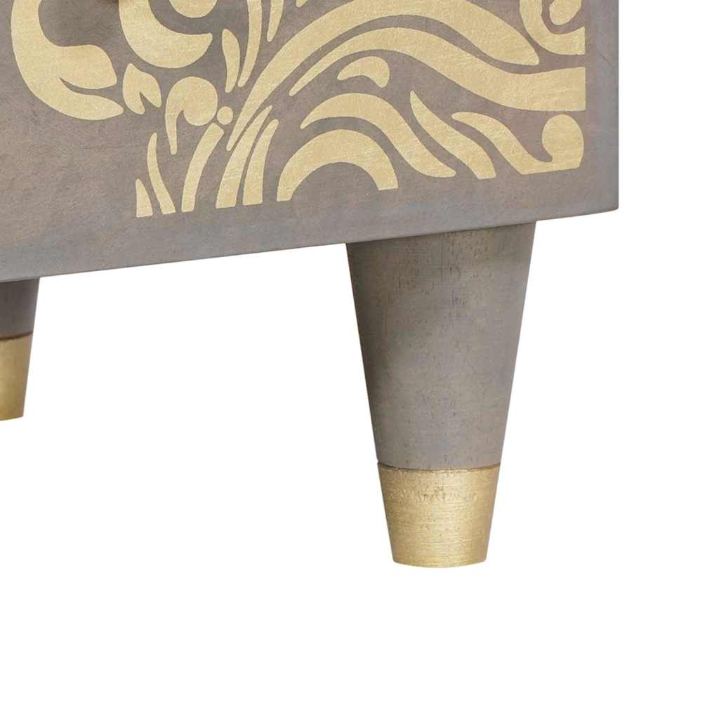 vidaXL Highboard Grey and Gold 60 x 33 x 100 cm Solid Mango Wood