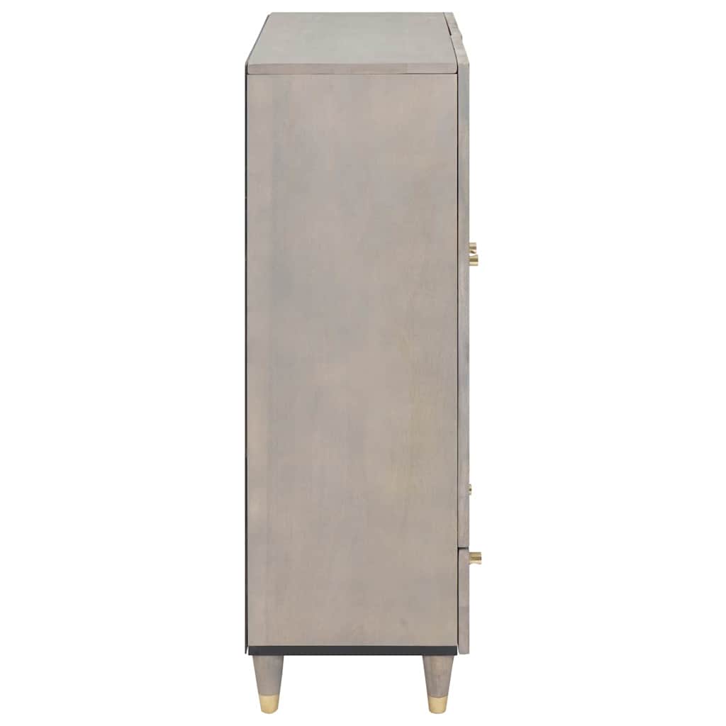 vidaXL Highboard Grey and Gold 60 x 33 x 100 cm Solid Mango Wood