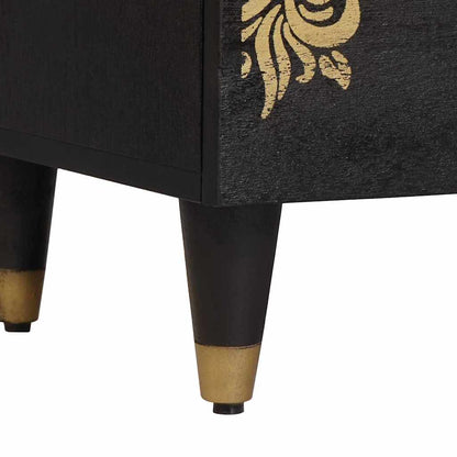 vidaXL Bedside Cabinet Black 40 x 33 x 46 cm Solid Mango Wood