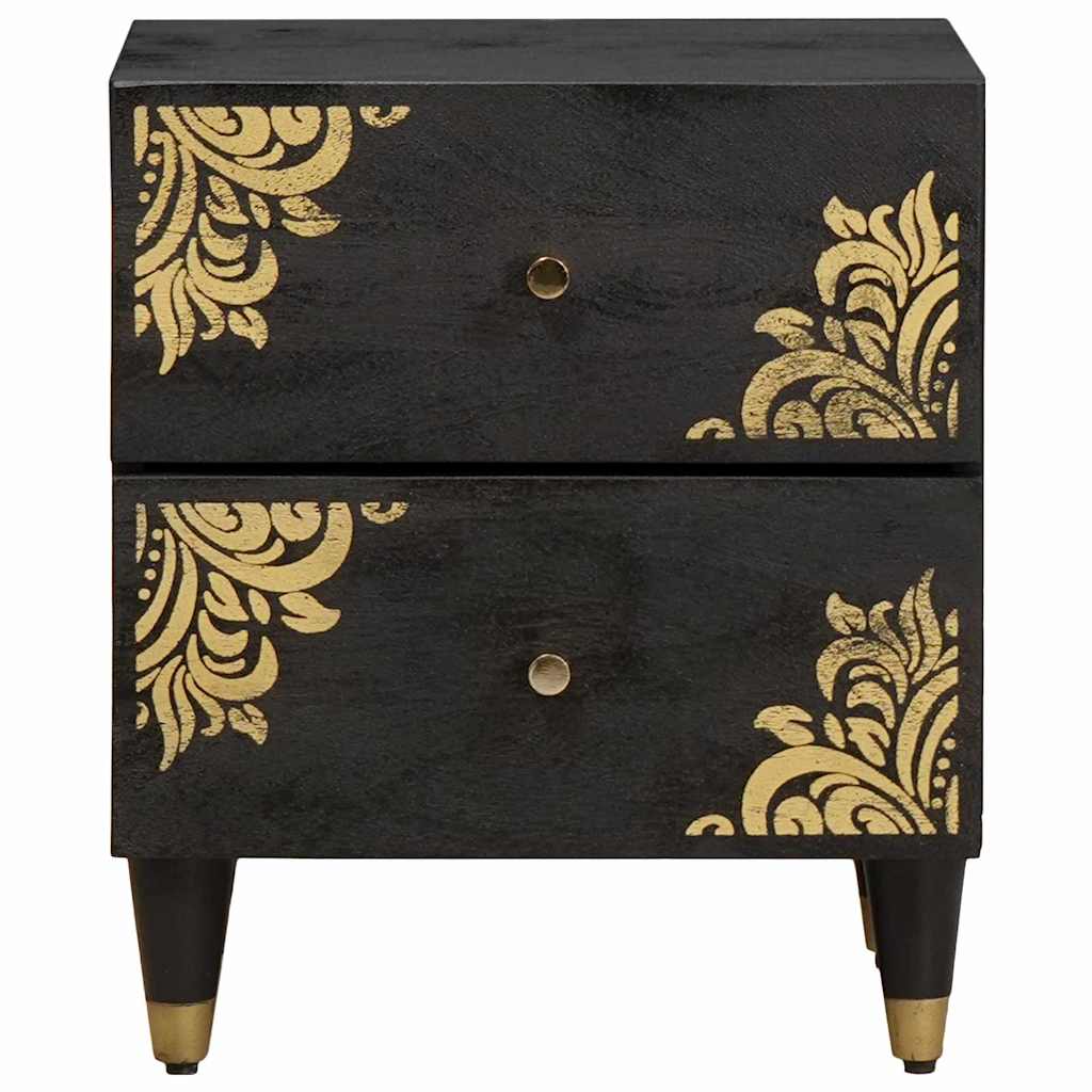 vidaXL Bedside Cabinet Black 40 x 33 x 46 cm Solid Mango Wood