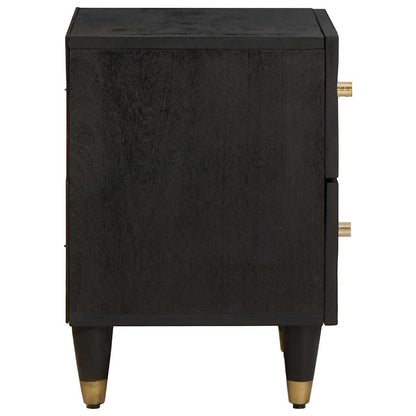 vidaXL Bedside Cabinet Black 40 x 33 x 46 cm Solid Mango Wood