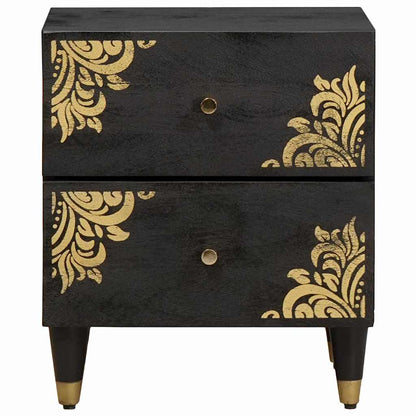 vidaXL Bedside Cabinet 2 pcs Black 40 x 33 x 46 cm Solid Mango Wood