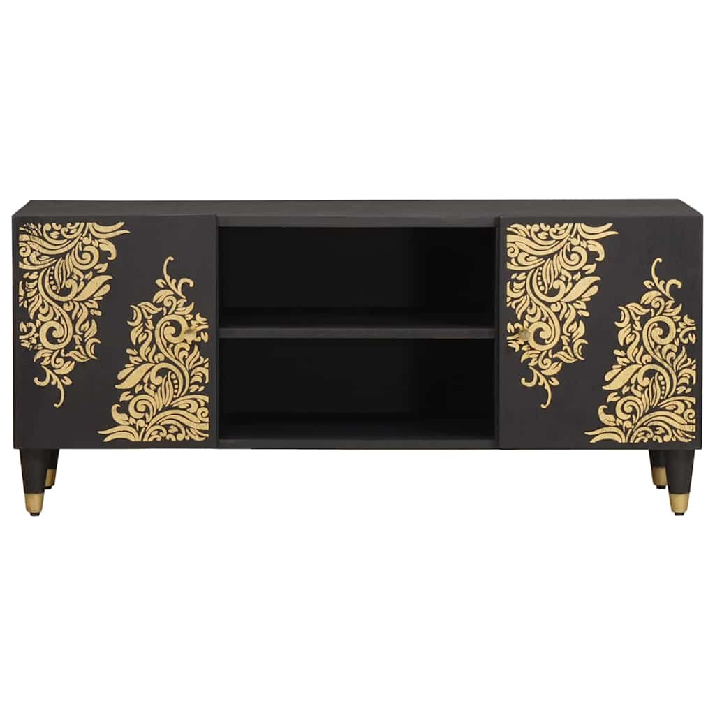 vidaXL TV Cabinet with Shelf Black 105 x 33 x 46 cm Solid Mango Wood