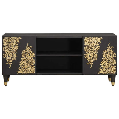 vidaXL TV Cabinet with Shelf Black 105 x 33 x 46 cm Solid Mango Wood