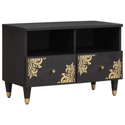 vidaXL TV Cabinet with Drawer Black 70 x 33 x 46 cm Solid Mango Wood