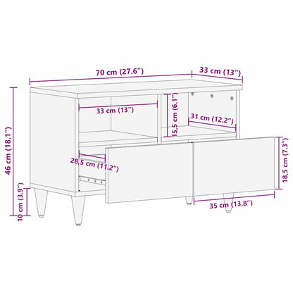 vidaXL TV Cabinet with Drawer Black 70 x 33 x 46 cm Solid Mango Wood