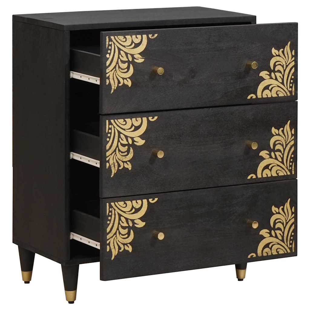vidaXL Sideboard Black 60 x 33 x 75 cm Solid Mango Wood