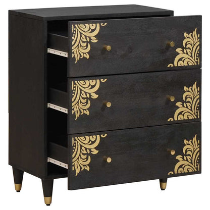 vidaXL Sideboard Black 60 x 33 x 75 cm Solid Mango Wood