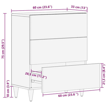 vidaXL Sideboard Black 60 x 33 x 75 cm Solid Mango Wood