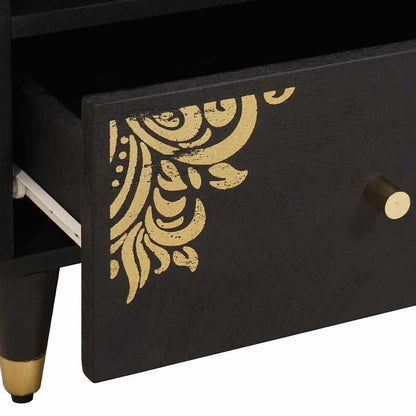 vidaXL Bedside Cabinet Black 40 x 33 x 46 cm Solid Mango Wood