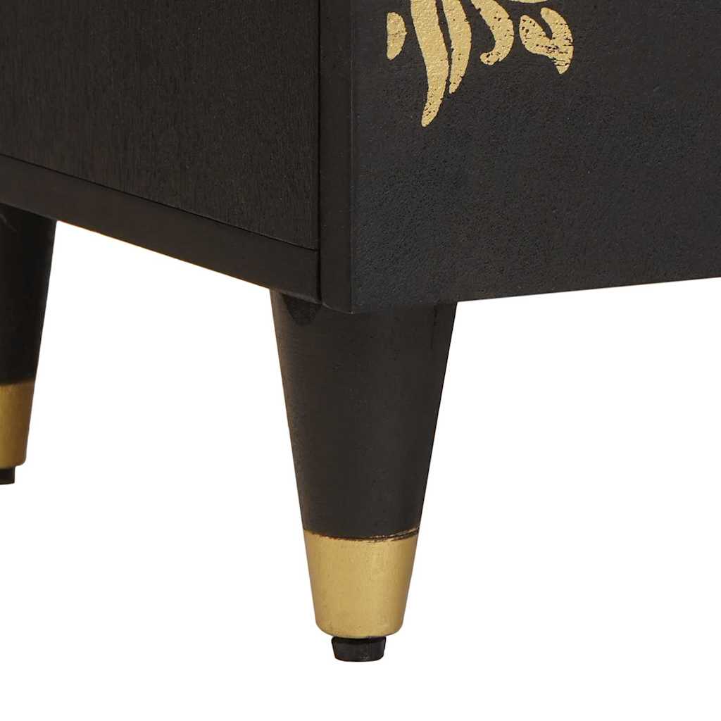 vidaXL Bedside Cabinet Black 40 x 33 x 46 cm Solid Mango Wood